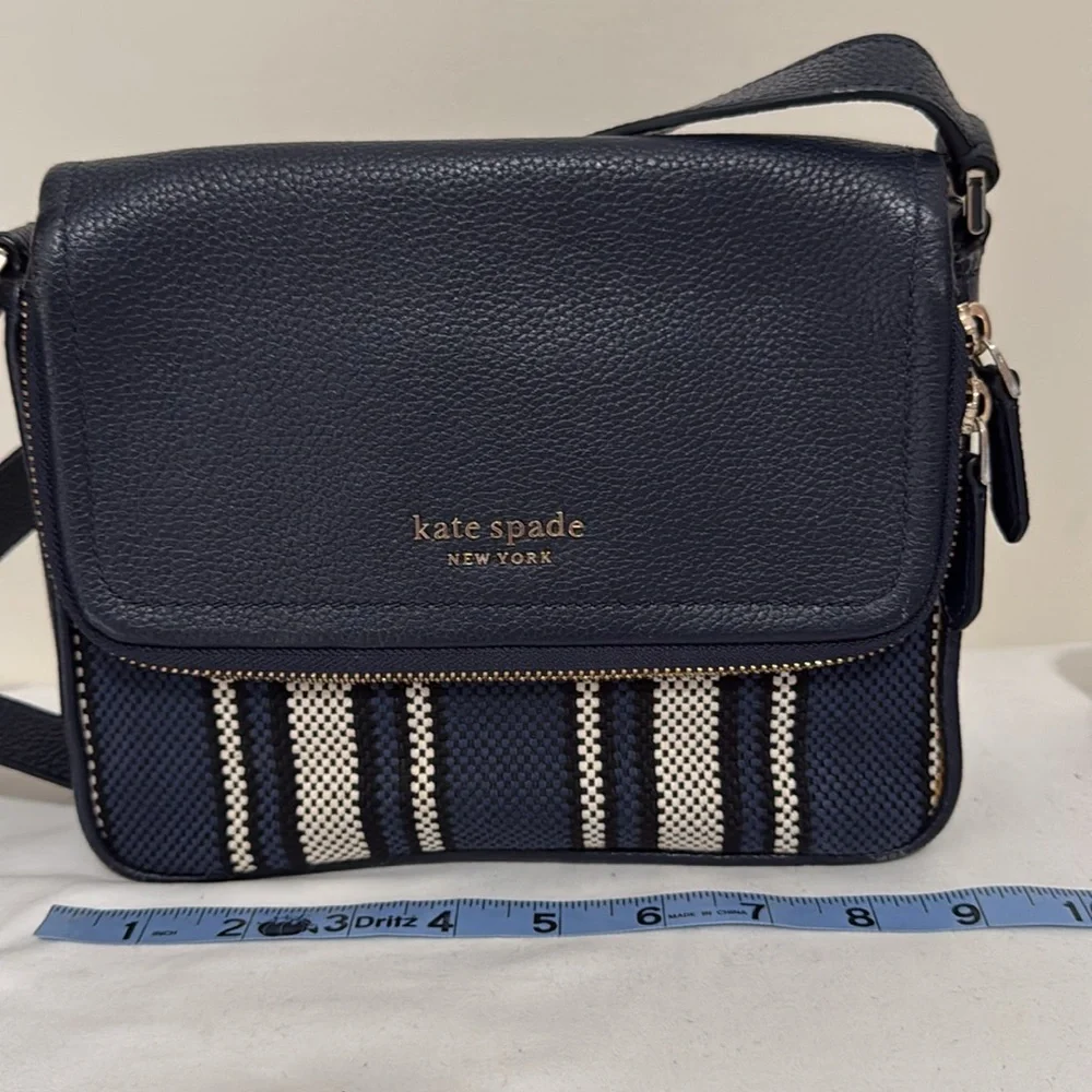 Kate spade Navy & cream leather & canvas crossbody bag